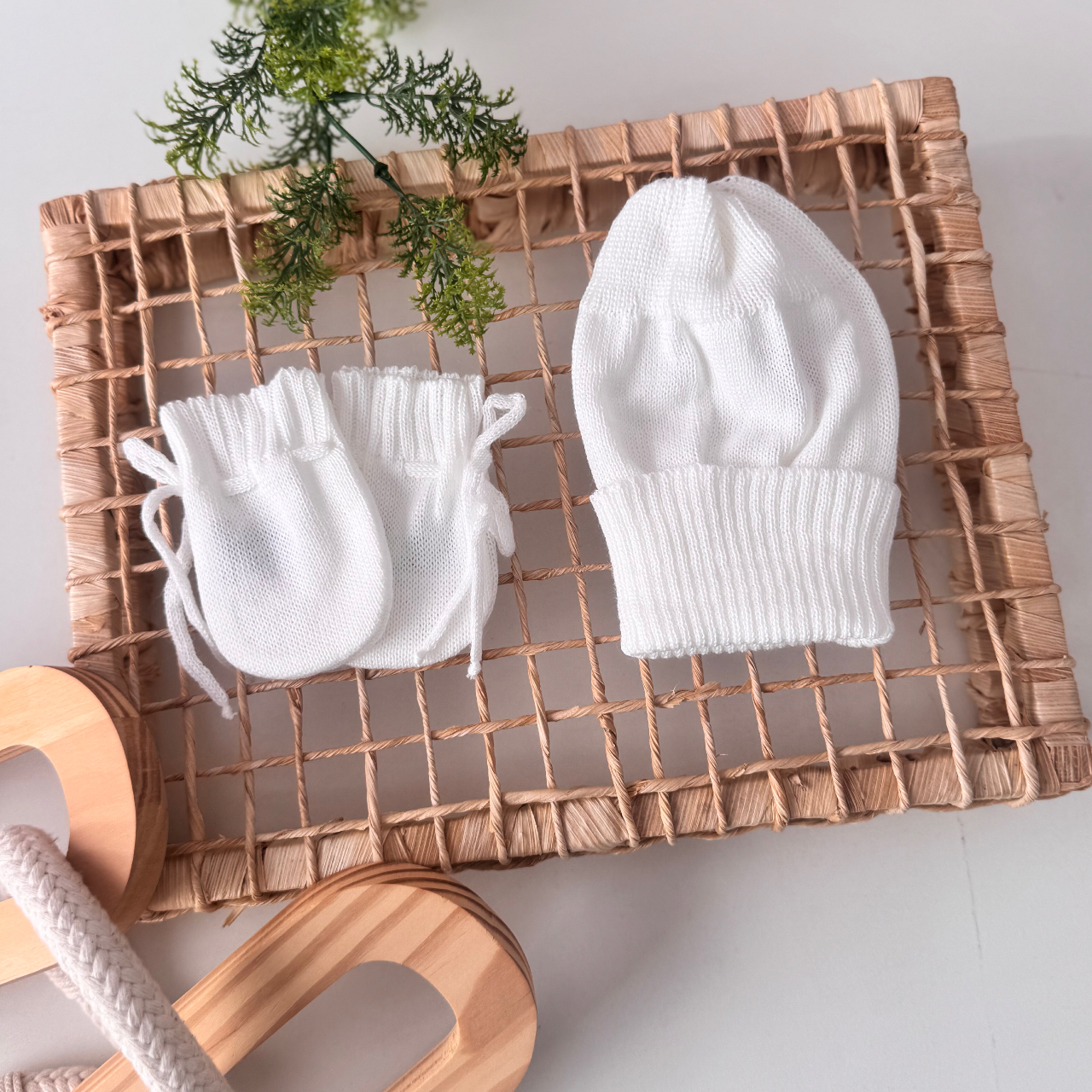    kit touca e luva branco